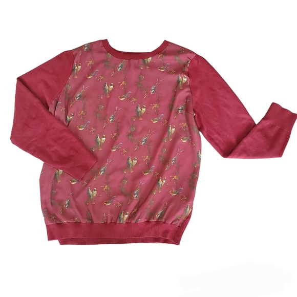 Amanda Green burgundy sweater with birds XL - Picture 3 of 10